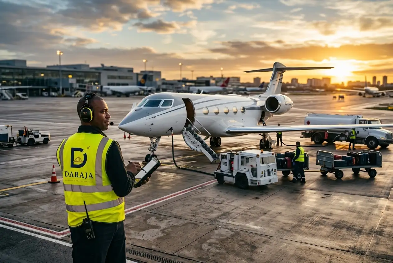 Daraja supervisor overseeing aircraft handling on the ramp