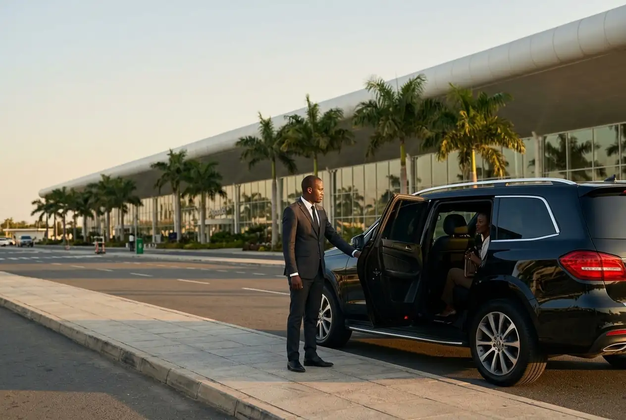 Chauffeur-driven vehicle at the airport